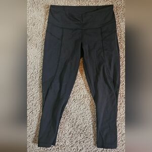Lululemon Black Crop Vent Sheer Legging Sz 6 Pockets Blokette Sporty Chic